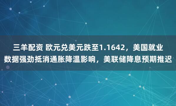三羊配资 欧元兑美元跌至1.1642，美国就业数据强劲抵消通胀降温影响，美联储降息预期推迟